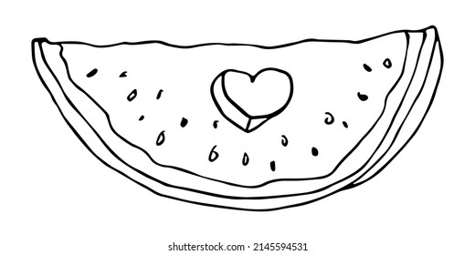 Vektorwassermelon Clipart. Handgezeichnete Melonensymbol. Obstgrafik einzeln auf weißem Hintergrund. Für Druck, Web, Design, Dekoration, Logo.