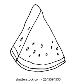 Clíparte de la sandía vectora. Icono de contorno de melón dibujado a mano. Ilustración de frutas aislada en fondo blanco. Para imprimir, web, diseño, decoración, logotipo.