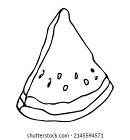 Vector watermelon clipart. Hand drawn melon outline icon. Fruit illustration isolated on white background. For print, web, design, decor, logo.