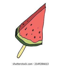 Vector watermelon clipart. Hand drawn watermelon outline icon. Fruit illustration isolated on white background. For print, web, design, decor, logo.