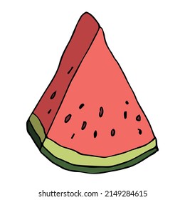 Vector watermelon clipart. Hand drawn watermelon outline icon. Fruit illustration isolated on white background. For print, web, design, decor, logo.