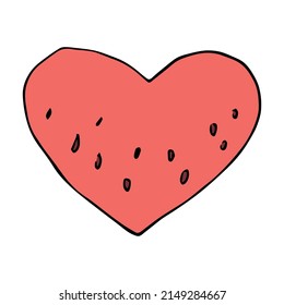 Vector watermelon clipart. Hand drawn watermelon icon. Fruit illustration isolated on white background. For print, web, design, decor, logo.