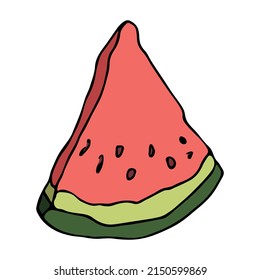 Vector watermelon clipart. Hand drawn watermelon icon. Fruit illustration isolated on white background. For print, web, design, decor, logo.