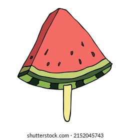 Clíparte de la sandía vectora. Icono de la sandía dibujada a mano. Ilustración de fruta. Para imprimir, web, diseño, decoración, logotipo.