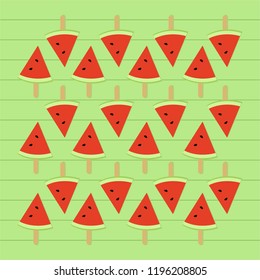 vector watermelon design in the form of ice cream characters with a green background