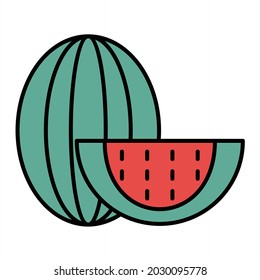 Vector Watermelon Filled Outline Icon Design
