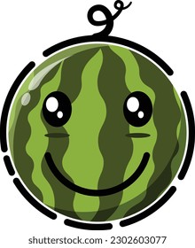 Vector watermelon in the form of a cute emoticon.