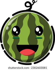 Vector watermelon in the form of a cute emoticon.