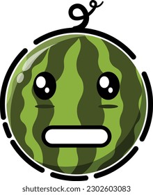 Vector watermelon in the form of a cute emoticon.