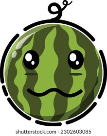 Vector watermelon in the form of a cute emoticon.