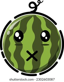 Vector watermelon in the form of a cute emoticon.