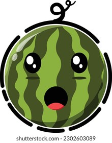 sandía vectorial en forma de un emoticono lindo.