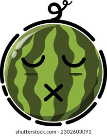 Vector watermelon in the form of a cute emoticon.