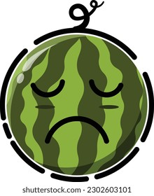 sandía vectorial en forma de un emoticono lindo.