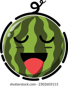 Vector watermelon in the form of a cute emoticon.