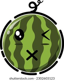 Vector watermelon in the form of a cute emoticon.