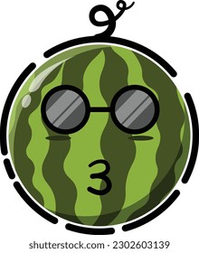Vector watermelon in the form of a cute emoticon.