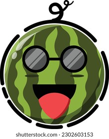 Vector watermelon in the form of a cute emoticon.