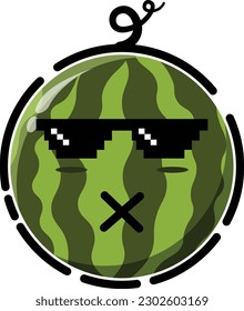 sandía vectorial en forma de un emoticono lindo.