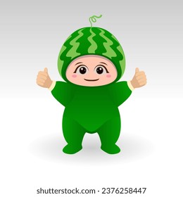 Vector Watermelon fruit kawaii cartoon character vector funny Watermelon fruit kawaii illustration