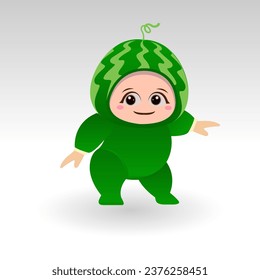 Vector Watermelon fruit kawaii cartoon character vector funny Watermelon fruit kawaii illustration