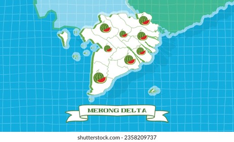 Mapa de dibujos animados de Vector Watermelon en crecimiento, fondo de patrones sin soldadura a cuadros