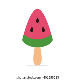 Vector watermelon ice cream on white background. Ice lolly