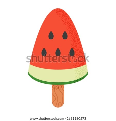 Vector watermelon ice cream. Summer dessert in flat style isolated on white background