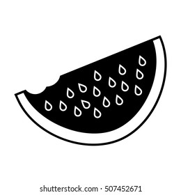 Vector watermelon icon isolated black silhouette on white background.