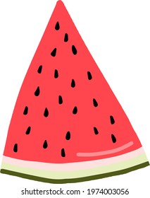 Vector watermelon icon, juicy watermelon slice colored illustration, summer. 