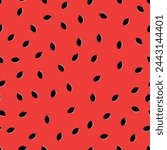 Vector watermelon inside view seamless pattern. Watermelon texture with seeds. Creative red juicy summer tropical repeatable pattern design.