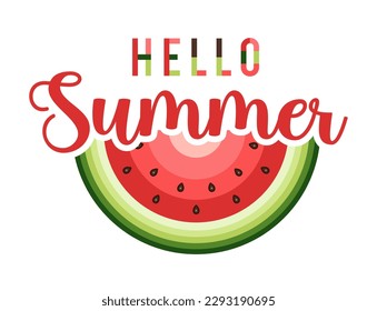 Vector watermelon isolated on white background. Summer time. Phrase. Poster, flyer, design element.