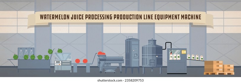 Vector Watermelon Juice Processing Production Line Equipment Machine