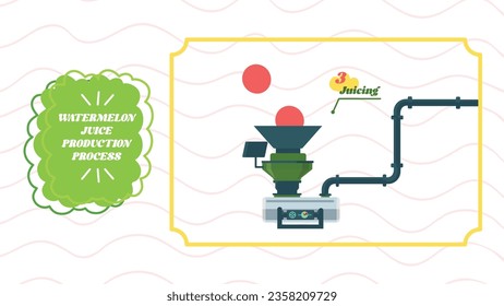 Vector Watermelon juice production process steps juicing