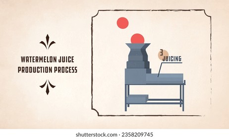 Vector Watermelon juice production process steps juicing