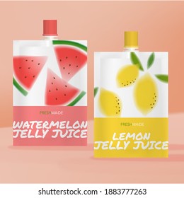 Vektorgrafik Watermelon und Zitronensaft, Jelly Pouch oder Sachetpack