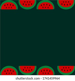 Vector watermelon pattern on drak green background.