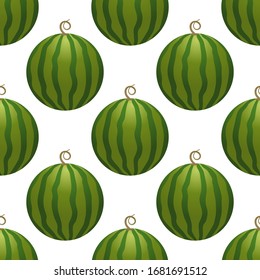 Vector watermelon seamless pattern. Whole watermelon on white background. Colorful vector illustration gradient fill