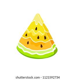 Vector Watermelon slice. Fresh Yellow Melon fruit isolated on white background.