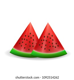 Vector watermelon slice. isolated on white background