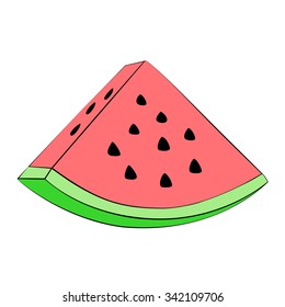 Vector watermelon slice on white background.