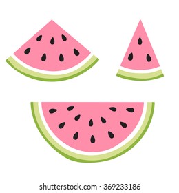 Vector watermelon slices isolated on white. Simple geometric drawing.