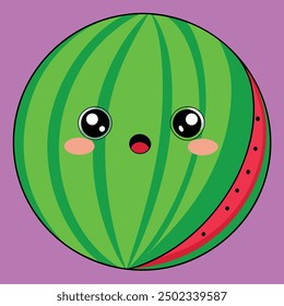 Vektor der Wassermelone mit glattem Farbton