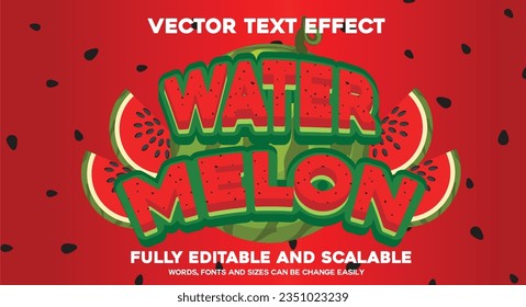 Vector Watermelon Text Effect. Editable Font, Size, and Words