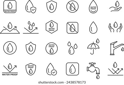 Vector Waterproof Logo Mark Icon Set