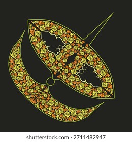 vector of wau bulan on black background