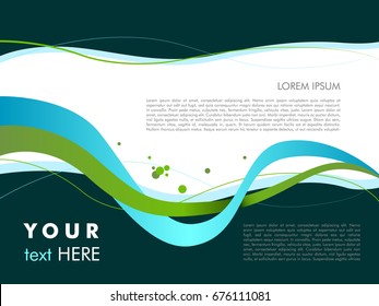 Vector wave abstract colorful background with sample text in blue color