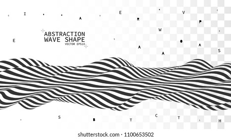 Vector wave. Abstraction on a transparent background. Pattern with optical illusion. vector illustration.