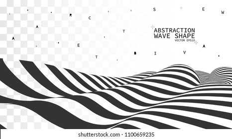 Vector wave. Abstraction on a transparent background. Pattern with optical illusion. vector illustration.