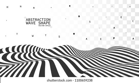 Vector wave. Abstraction on a transparent background. Pattern with optical illusion. vector illustration.